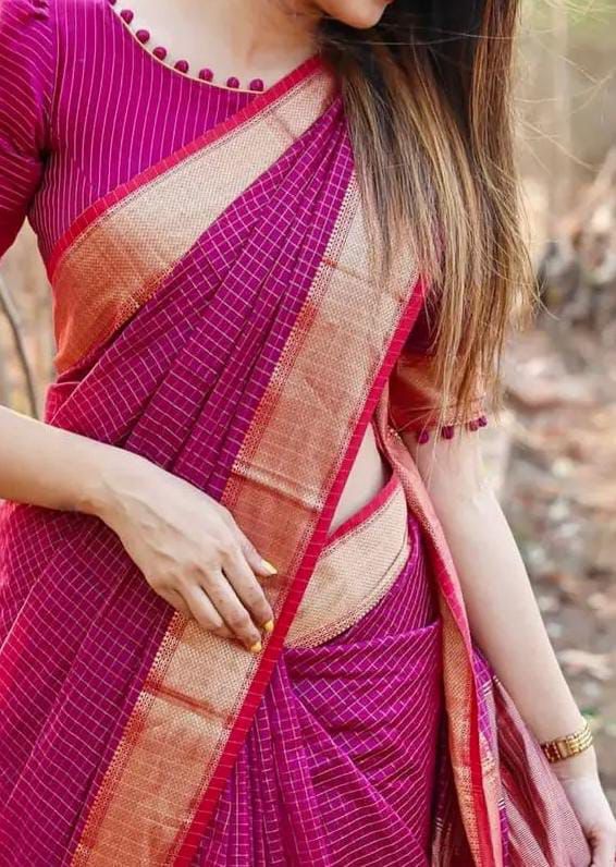 Maheshwari handloom jari border all over jari checks sarees